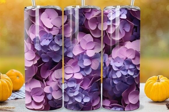 20oz Skinny Tumbler: Hydrangea Digital
