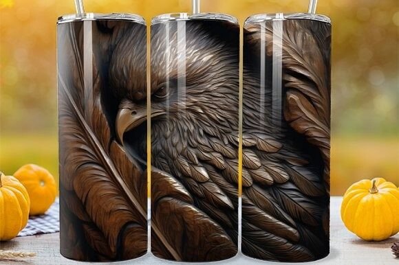 3D Bird Wood Carving Tumbler Wrap: A Unique Design Asset