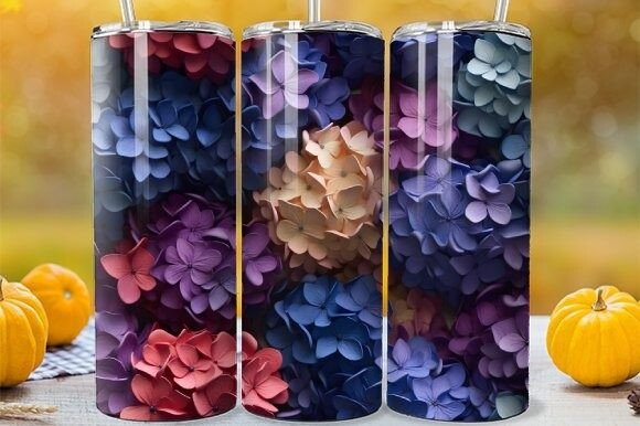 3D Floral Hydrangea Tumbler: Skinny Wrap