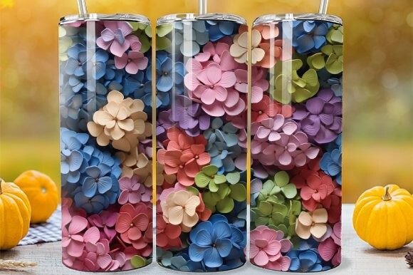 3D Hydrangea Tumbler Wrap: A Spring-Inspired Design Asset