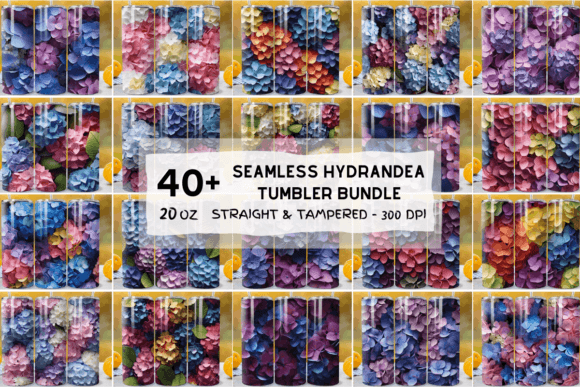 3D Hydrangea Tumbler Wraps Spring Flower Bundle