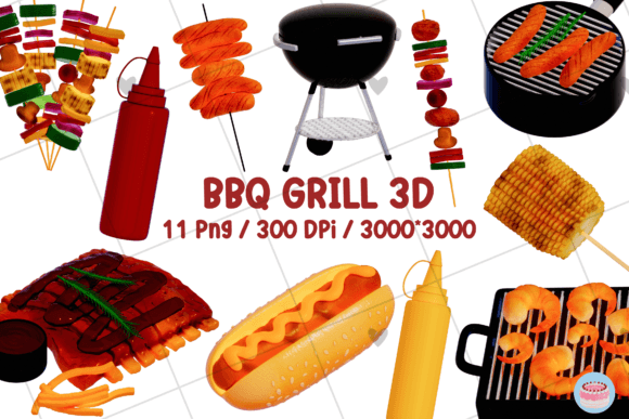 BBQ Grill 3D 11 PNG Bundle: Perfect for Creative Projects