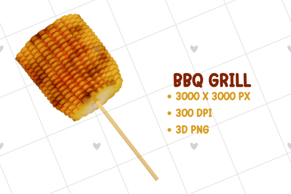 BBQ Grill - Corn 3D PNG Clipart for Creative Projects