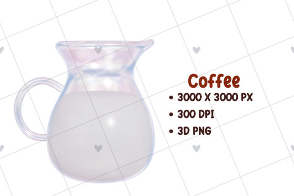 Charming Coffee Shop Milk 3D PNG Clipart for Designs