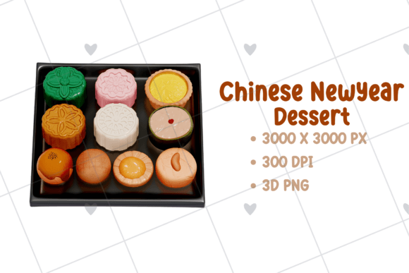 Chinese New Year Dessert 3D PNG for Festive Designs