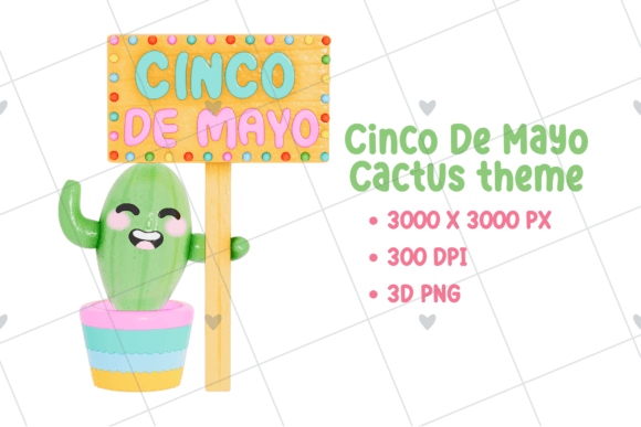 Cinco De Mayo – Cactus Theme 3D PNG