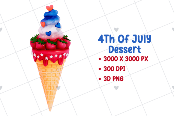 Dessert 4Th of July 3D PNG Clipart