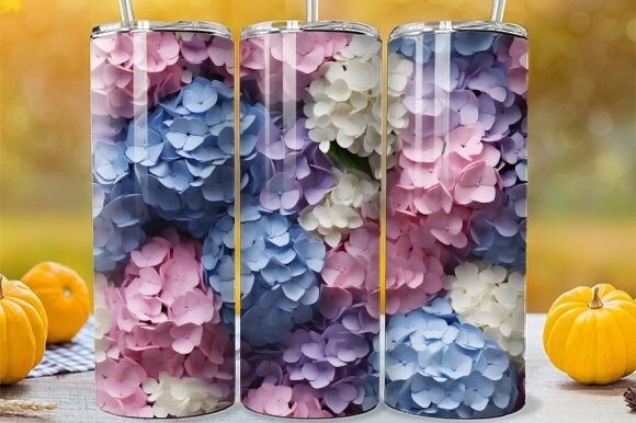 Digital Hydrangea Tumbler: Spring