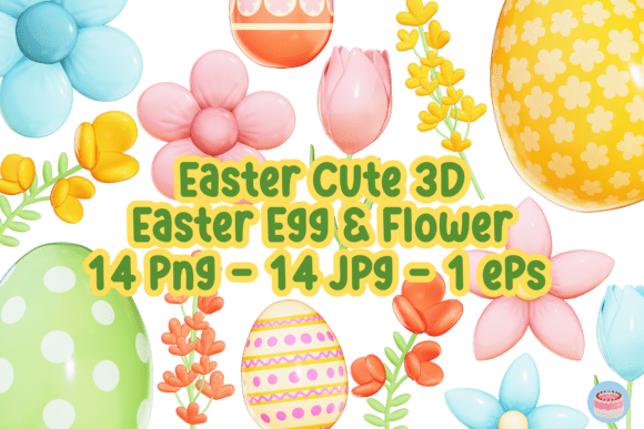 Easter Cute Deco 3D 14 PNG EPS JPG Set