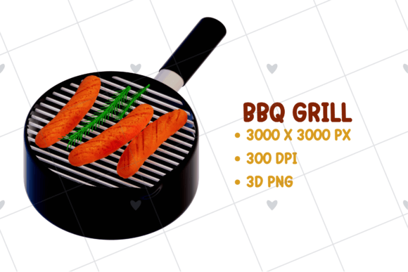 Elevate Your Designs with 3D BBQ Grill Sausage Clipart