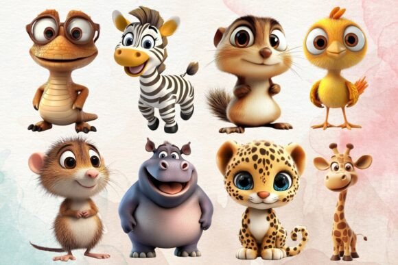 Enchant Your Designs with Adorable 3D Animal Clipart