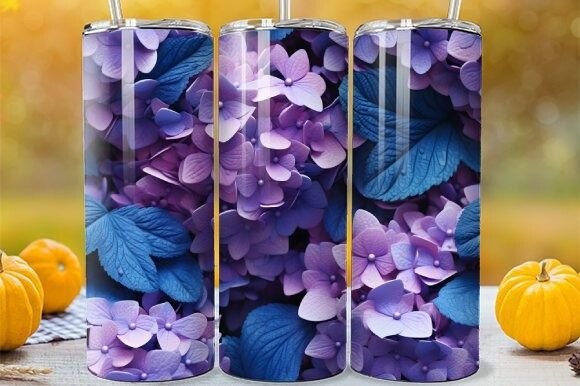 Hydrangea Flower Tumbler: Botanical Design for Your Next Project
