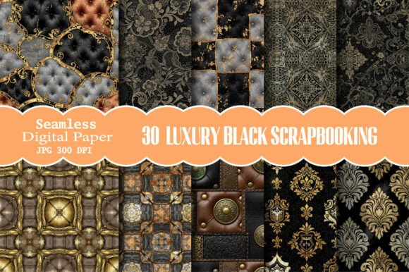 Luxury Black Digital Scrapbooking Papers
