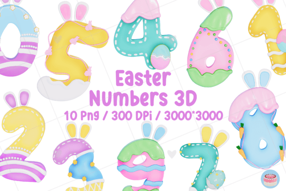 Numbers Easter Bunny Set 10 PNG for Festive Designs