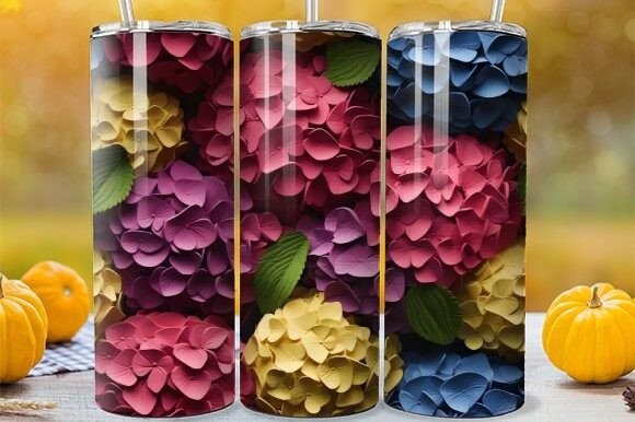 Seamless Floral Hydrangea Tumbler Wrap for Spring Decor