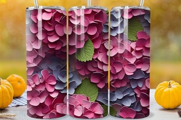 Seamless Hydrangea Tumbler: A Fresh Floral Design Asset