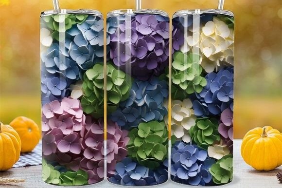 Skinny Sublimation Hydrangea Tumbler Wraps