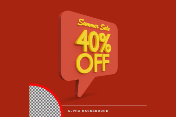 Summer Sale Icon Mockup: 40% Off Design Asset